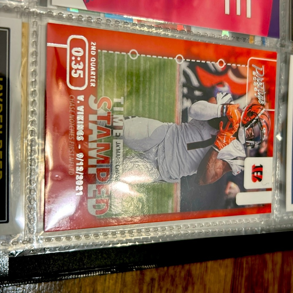 Ja’marr chase time stamped first nfl touchdown prestige card.